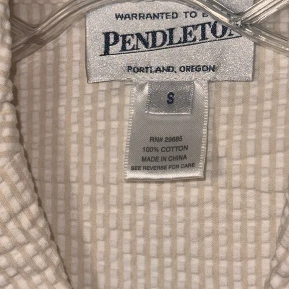 Pendleton Womens Ivory Seersucker Cotton Blazer Jacket Button Front Small - Picture 4 of 8